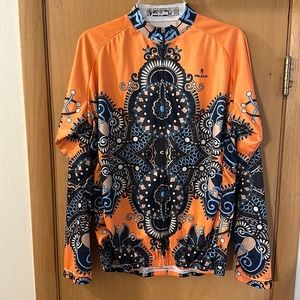 Paladin Women’s Cycling Boho Print Full Zip Jacket Orange Blue Size 2XL XXL